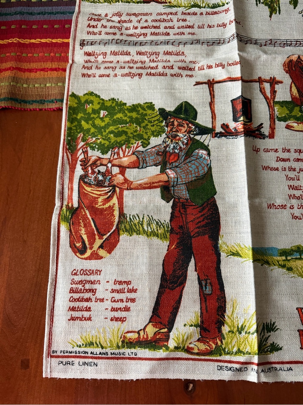 Waltzing Matilda Printed Linen tea towel. - Picture 6 of 8